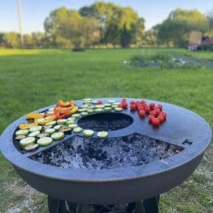 Чаша костровая диаметр 80 см с кольцом гриль на подставке глубина 21 см