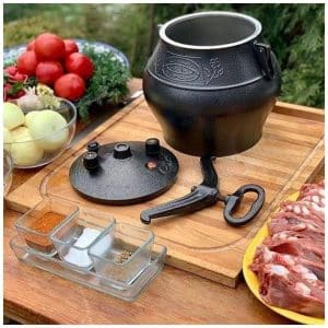 Казан "Афганский" 15 литров с крышкой двухцветный (с плоским дном)